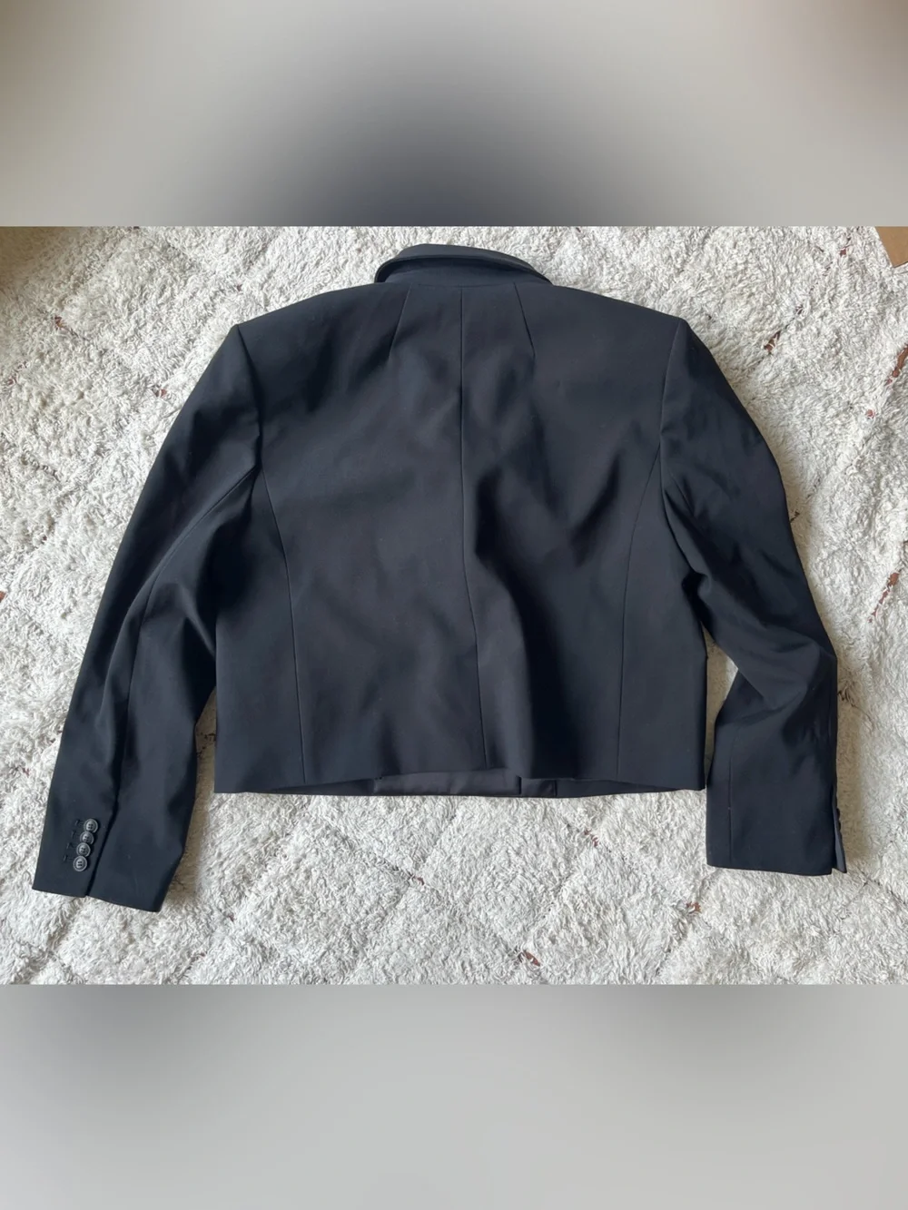 Madewell Black Double-Breasted Cropped Tuxedo Blazer, Size 8